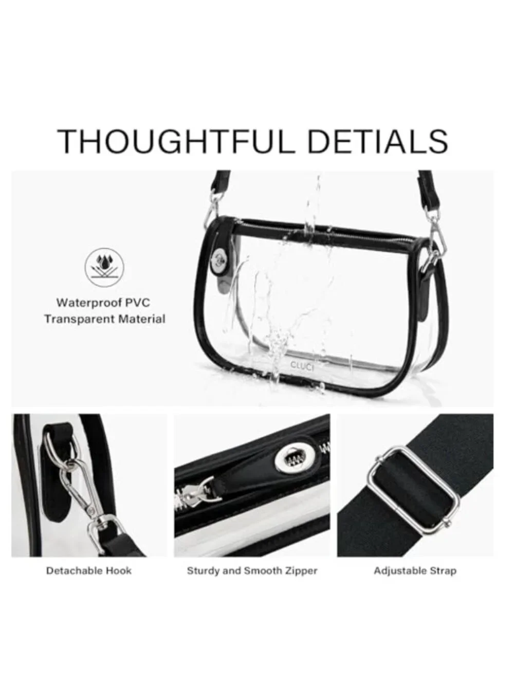 Clear PVC Crossbody Bag for Concerts Sports Festivals Stadium Approved